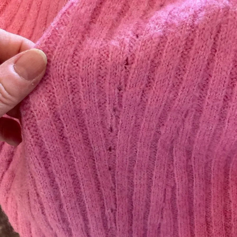 Pink Ribbed Crew Neck Sweater - Picture 8 of 8